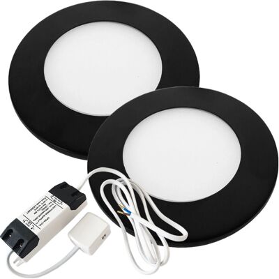 Loops 2x MATT BLACK Ultra-Slim Round Under Cabinet Kitchen Light - Warm White LED Loops 2x MATT BLACK Ultra-Slim Round Under Cabinet Kitchen Light - Warm White LED