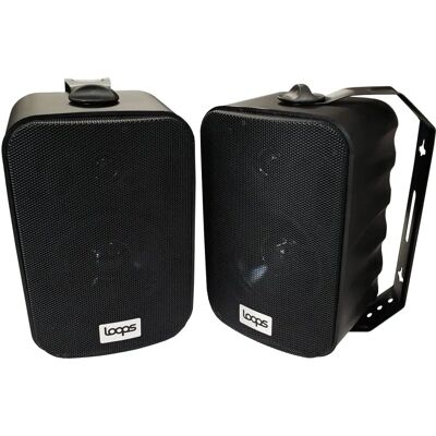 Loops 120W Active Bluetooth Wall Speakers - Black Stereo Wireless Music Streaming Loops 120W Active Bluetooth Wall Speakers - Black Stereo Wireless Music Streaming
