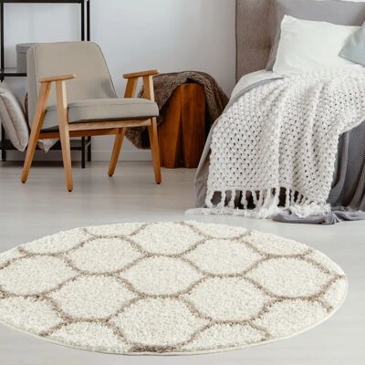 THE RUGS - Myshaggy Trellis - Ivory Beige - 120cm - Rug THE RUGS - Myshaggy Trellis - Ivory Beige - 120cm - Rug