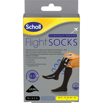 Scholl Black Flight Socks - Compression Socks for Travel - DVT Support Scholl Black Flight Socks - Compression Socks for Travel - DVT Support
