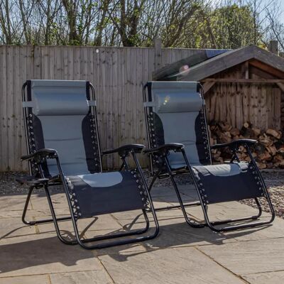 Samuel Alexander Garden Relaxer Chair - Set of 2 - Grey & Black Samuel Alexander Garden Relaxer Chair - Set of 2 - Grey & Black