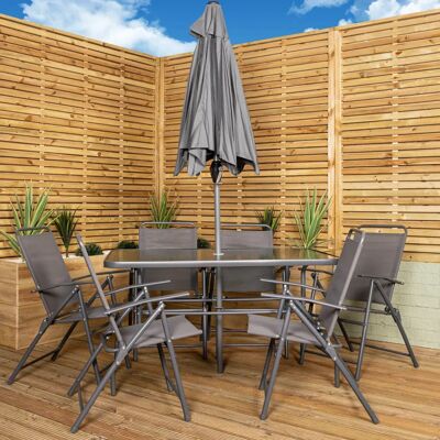 Samuel Alexander Outdoor 6 Seater Glass Top Table - Patio Set Samuel Alexander Outdoor 6 Seater Glass Top Table - Patio Set