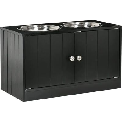 PawHut - Raised Bowls Stand - Black - Pet Feeding Station PawHut - Raised Bowls Stand - Black - Pet Feeding Station