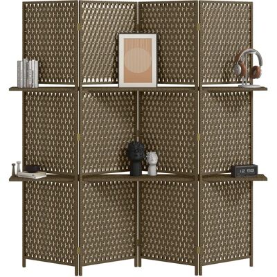 HOMCOM - 4 Panel Folding Room Dividers - Brown - Privacy Screen HOMCOM - 4 Panel Folding Room Dividers - Brown - Privacy Screen