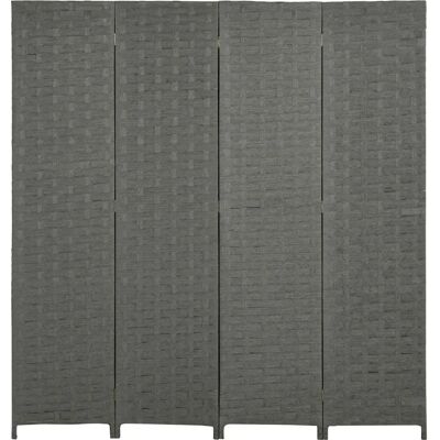HOMCOM Grey 4 Panel Folding Room Divider - Privacy Screen Wall Panel HOMCOM Grey 4 Panel Folding Room Divider - Privacy Screen Wall Panel