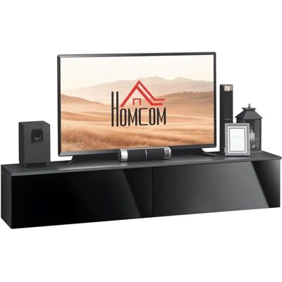 HOMCOM Wall Mounted TV Stand - Storage, Gloss - TV Stand HOMCOM Wall Mounted TV Stand - Storage, Gloss - TV Stand