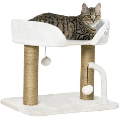 PawHut White 42cm Indoor Cat Tree with Toy Balls - Cat Tree PawHut White 42cm Indoor Cat Tree with Toy Balls - Cat Tree