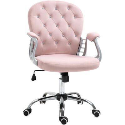 Vinsetto Pink Velour Diamond Tufted Office Chair - Office Chair Vinsetto Pink Velour Diamond Tufted Office Chair - Office Chair