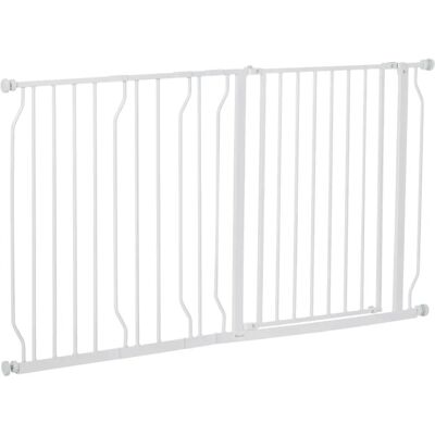 PawHut Pet Safety Gate Dog Barrier with Door Pressure Fit - White PawHut Pet Safety Gate Dog Barrier with Door Pressure Fit - White