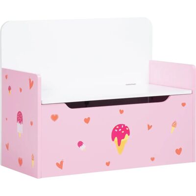 ZONEKIZ 2 in 1 Wooden Toy Box Kids Storage Bench Pink - Toy Storage ZONEKIZ 2 in 1 Wooden Toy Box Kids Storage Bench Pink - Toy Storage