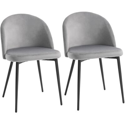HOMCOM Model 2-Piece Grey Upholstered Fabric Dining Chairs - Dining Chairs HOMCOM Model 2-Piece Grey Upholstered Fabric Dining Chairs - Dining Chairs
