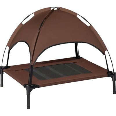 PawHut Elevated Dog Bed with UV Protection Canopy - Coffee PawHut Elevated Dog Bed with UV Protection Canopy - Coffee