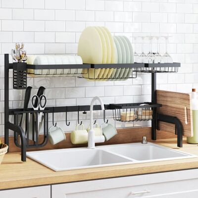 HOMCOM - 2 Tier Adjustable - Over The Sink - Black - Dish Drainer HOMCOM - 2 Tier Adjustable - Over The Sink - Black - Dish Drainer