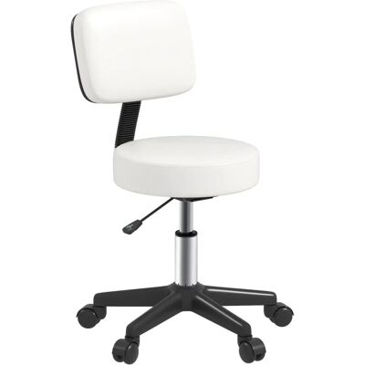 HOMCOM White Adjustable Swivel Salon Chair with Padded Seat - Hairdresser & Spa HOMCOM White Adjustable Swivel Salon Chair with Padded Seat - Hairdresser & Spa
