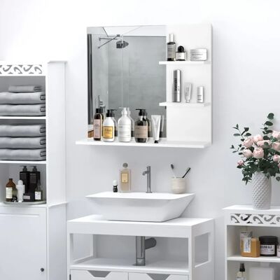 kleankin Wall-Mounted Vanity Mirror with 3 Shelves - Bathroom Storage kleankin Wall-Mounted Vanity Mirror with 3 Shelves - Bathroom Storage