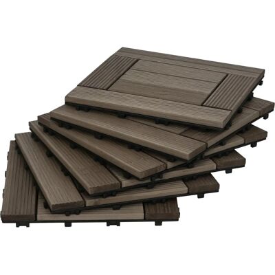 Outsunny Wooden Interlocking Decking Tiles - 27 pcs, 30x30cm - Grey Outsunny Wooden Interlocking Decking Tiles - 27 pcs, 30x30cm - Grey