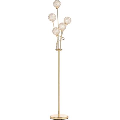 HOMCOM Gold Modern Floor Lamp with 5 K9 Crystal Shades - Floor Lamp HOMCOM Gold Modern Floor Lamp with 5 K9 Crystal Shades - Floor Lamp
