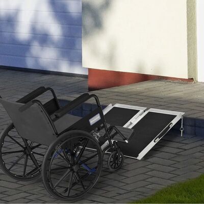HOMCOM Portable Aluminium Wheelchair Ramp 2ft - Foldable, Silver, 72cm Wide HOMCOM Portable Aluminium Wheelchair Ramp 2ft - Foldable, Silver, 72cm Wide