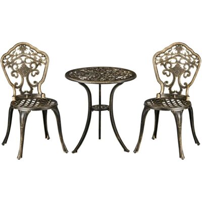 Outsunny Model - Brown Cast Aluminium Bistro Set with Parasol Hole - Garden & Patio Furniture Outsunny Model - Brown Cast Aluminium Bistro Set with Parasol Hole - Garden & Patio Furniture