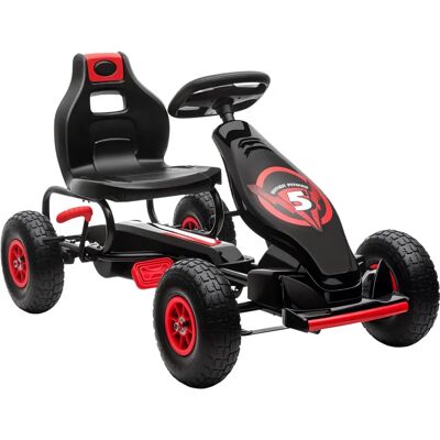 HOMCOM Children Pedal Go Kart - Adjustable Seat, Inflatable Tyres, Handbrake - Red HOMCOM Children Pedal Go Kart - Adjustable Seat, Inflatable Tyres, Handbrake - Red