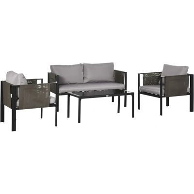 Outsunny Steel Garden Furniture Set with Cushions - Garden Furniture Set Outsunny Steel Garden Furniture Set with Cushions - Garden Furniture Set