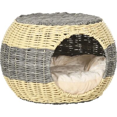 PawHut Cat House, Rattan Raised Bed, Soft Cushion - Cat House PawHut Cat House, Rattan Raised Bed, Soft Cushion - Cat House