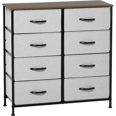 HOMCOM Grey Fabric 8 Drawer Chest of Drawers - Industrial Style Storage HOMCOM Grey Fabric 8 Drawer Chest of Drawers - Industrial Style Storage