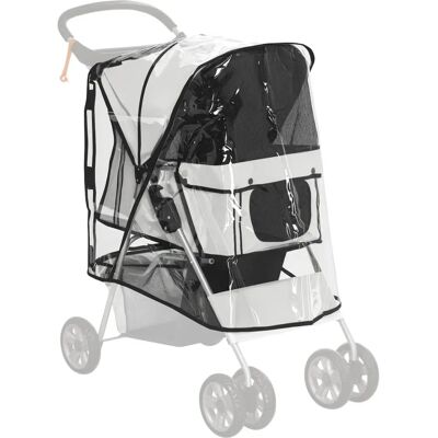 Pawhut Pet Stroller Rain Cover for Dog Pram Stroller Buggy with Rear Side Clear One Size Pawhut Pet Stroller Rain Cover for Dog Pram Stroller Buggy with Rear Side Clear One Size