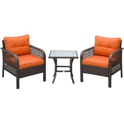 Outsunny Orange 3-Piece Patio Rattan Bistro Set - Garden Furniture Outsunny Orange 3-Piece Patio Rattan Bistro Set - Garden Furniture