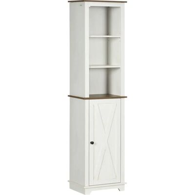 Kleankin Tall Bathroom Cabinet - Adjustable Shelves - White Kleankin Tall Bathroom Cabinet - Adjustable Shelves - White