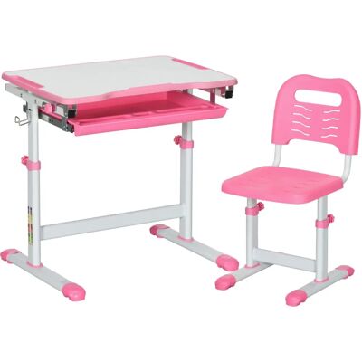 HOMCOM Pink Kids Desk Model with Adjustable Height & Storage - Kids Desk & Chair Set HOMCOM Pink Kids Desk Model with Adjustable Height & Storage - Kids Desk & Chair Set