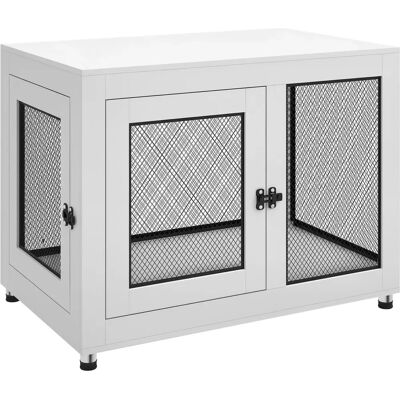 PawHut White Dog Kennel End Table - Large, Soft Cushion PawHut White Dog Kennel End Table - Large, Soft Cushion
