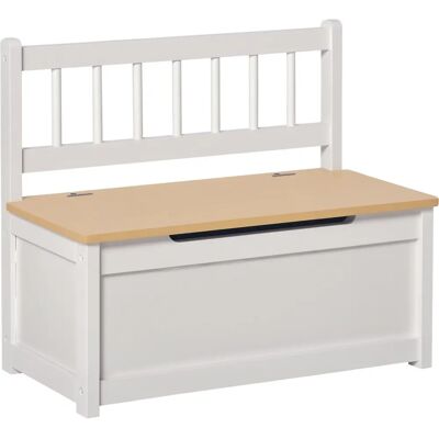 HOMCOM White 2-in-1 Wooden Toy Box Seat Bench Storage Chest - Toy Storage HOMCOM White 2-in-1 Wooden Toy Box Seat Bench Storage Chest - Toy Storage