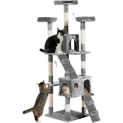 PawHut Grey Cat Tree with Scratch Post & Activity Tower - Cat Tree PawHut Grey Cat Tree with Scratch Post & Activity Tower - Cat Tree