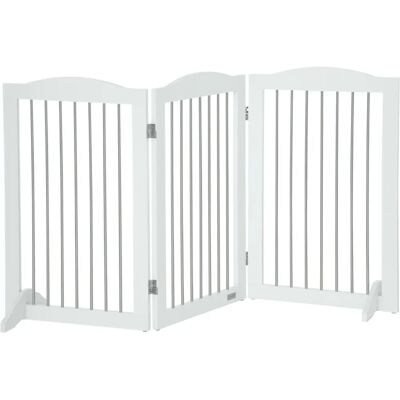 PawHut White Foldable Dog Gate - Pet Safety Barrier PawHut White Foldable Dog Gate - Pet Safety Barrier