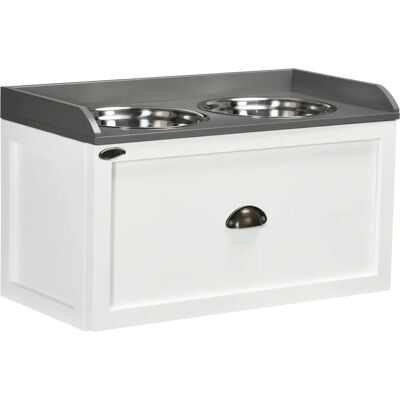 PawHut Stainless Steel Raised Dog Bowl - Large, White, 21L Storage PawHut Stainless Steel Raised Dog Bowl - Large, White, 21L Storage