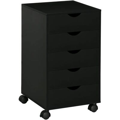 HOMCOM Black 5 Drawer Mobile Filing Cabinet - File Cabinet HOMCOM Black 5 Drawer Mobile Filing Cabinet - File Cabinet