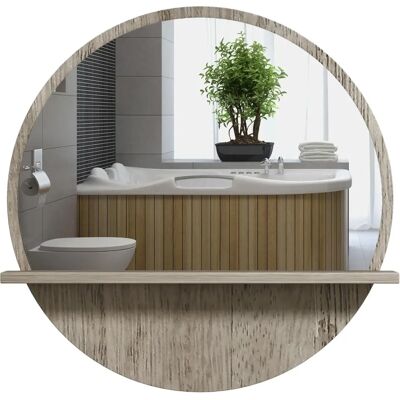 Kleankin Wooden Wall Mirror with Storage Shelf - 45cm Bathroom Decor Kleankin Wooden Wall Mirror with Storage Shelf - 45cm Bathroom Decor