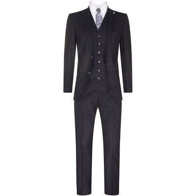 Truclothing Heren 3-delig zwart wollen tweed pak Maat 46 Truclothing Heren 3-delig zwart wollen tweed pak Maat 46