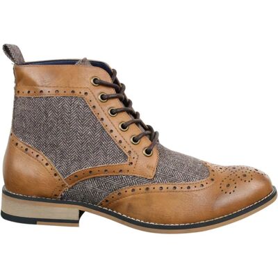 House Of Cavani Hellbraune Leder Tweed Oxford Ankle Boots - Stiefeletten House Of Cavani Hellbraune Leder Tweed Oxford Ankle Boots - Stiefeletten