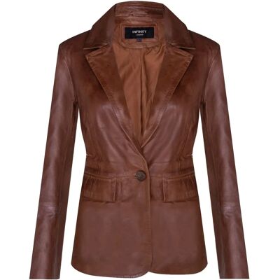 Infinity Leather Damen-Blazerjacke aus weichem Leder - Blazerjacke Infinity Leather Damen-Blazerjacke aus weichem Leder - Blazerjacke