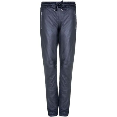 Infinity Leather Dames Nappa Zwarte Hoge Taille Joggers - Joggers Infinity Leather Dames Nappa Zwarte Hoge Taille Joggers - Joggers