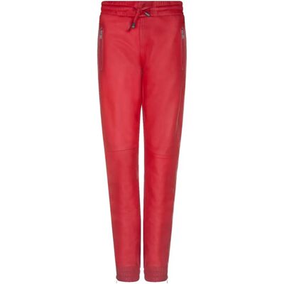 Infinity Leather Dames Nappa Rood Leer Hoge Taille Joggers - Joggers Infinity Leather Dames Nappa Rood Leer Hoge Taille Joggers - Joggers