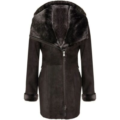 Infinity Leather Womens Merino Sheepskin Hooded Coat - Brown - Size 16 Uk Infinity Leather Womens Merino Sheepskin Hooded Coat - Brown - Size 16 Uk