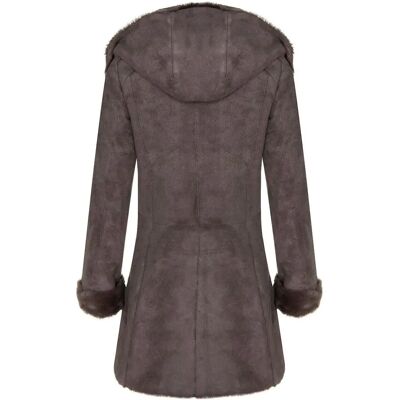 Infinity Leather Damen Merino Lammfell Kapuzenmantel - Antioch - Taupe - Größe 44 EU / 16 UK Infinity Leather Damen Merino Lammfell Kapuzenmantel - Antioch - Taupe - Größe 44 EU / 16 UK