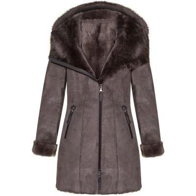 Infinity Leather Antioch Merino Damen-Kapuzenmantel - Taupe Infinity Leather Antioch Merino Damen-Kapuzenmantel - Taupe