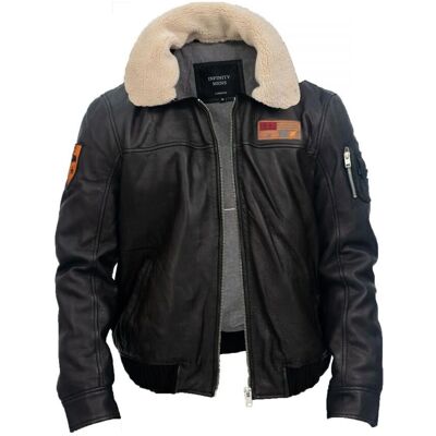 Infinity Leather XL Black Bomber Jacket - Men's Flight Style Infinity Leather XL Black Bomber Jacket - Men's Flight Style