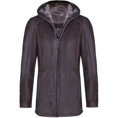 Infinity Leather Herren Braunes Schaffell Echtes Shearling Klassisches Leder Kapuzenparka Mantel Infinity Leather Herren Braunes Schaffell Echtes Shearling Klassisches Leder Kapuzenparka Mantel
