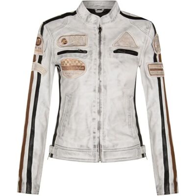 Infinity Leather Agadir Wit Leren Biker Jasje - Casual Motorrijtuig Infinity Leather Agadir Wit Leren Biker Jasje - Casual Motorrijtuig