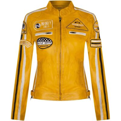 Infinity Leather Agadir Gele Lederen Motorrijjas - Moto-uitrusting Infinity Leather Agadir Gele Lederen Motorrijjas - Moto-uitrusting
